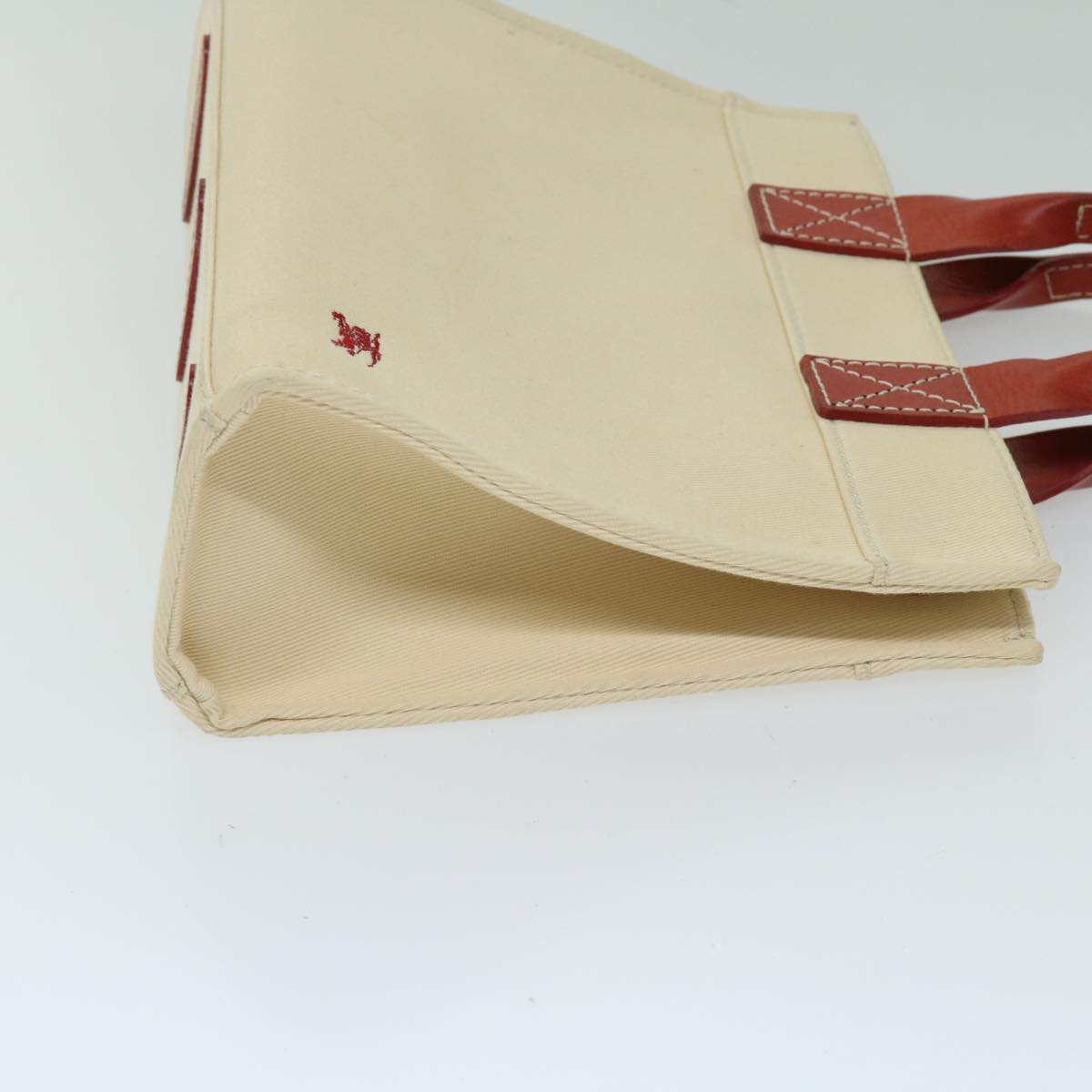 BBERRY Blue Label Hand Bag Canvas Beige Auth bs12954