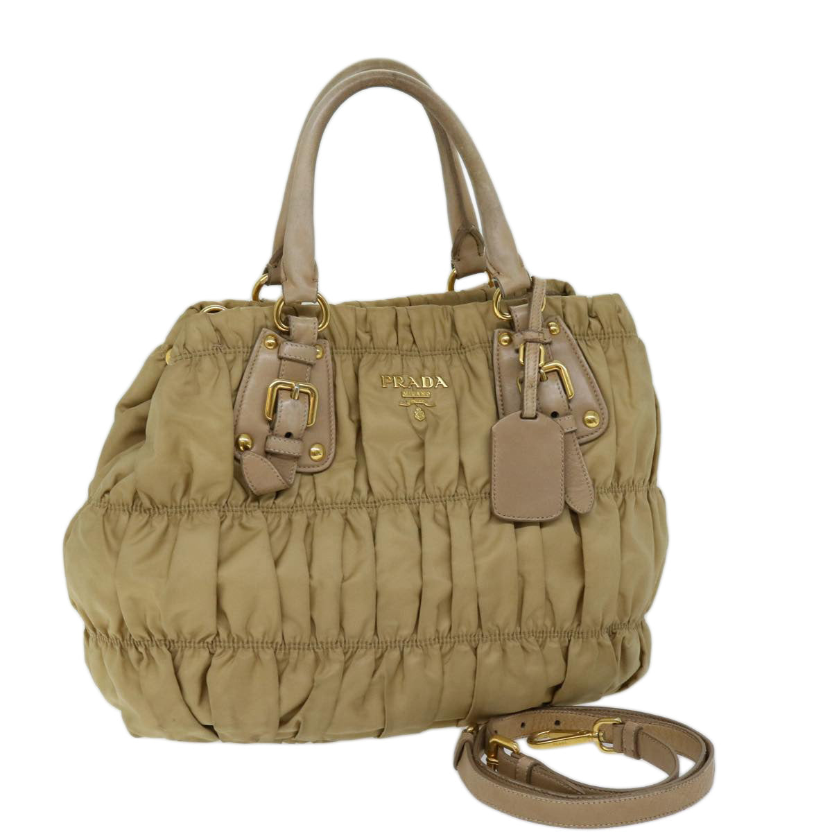 PRD Hand Bag Nylon 2way Beige Auth bs13154