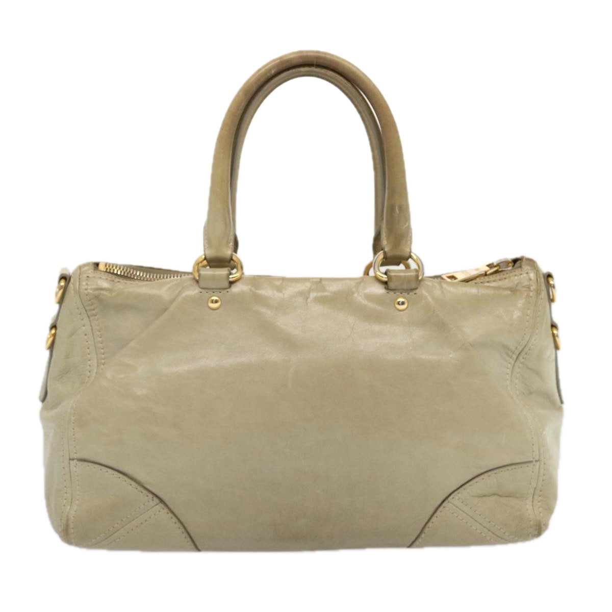 PRD Hand Bag Leather Gray Auth bs13155