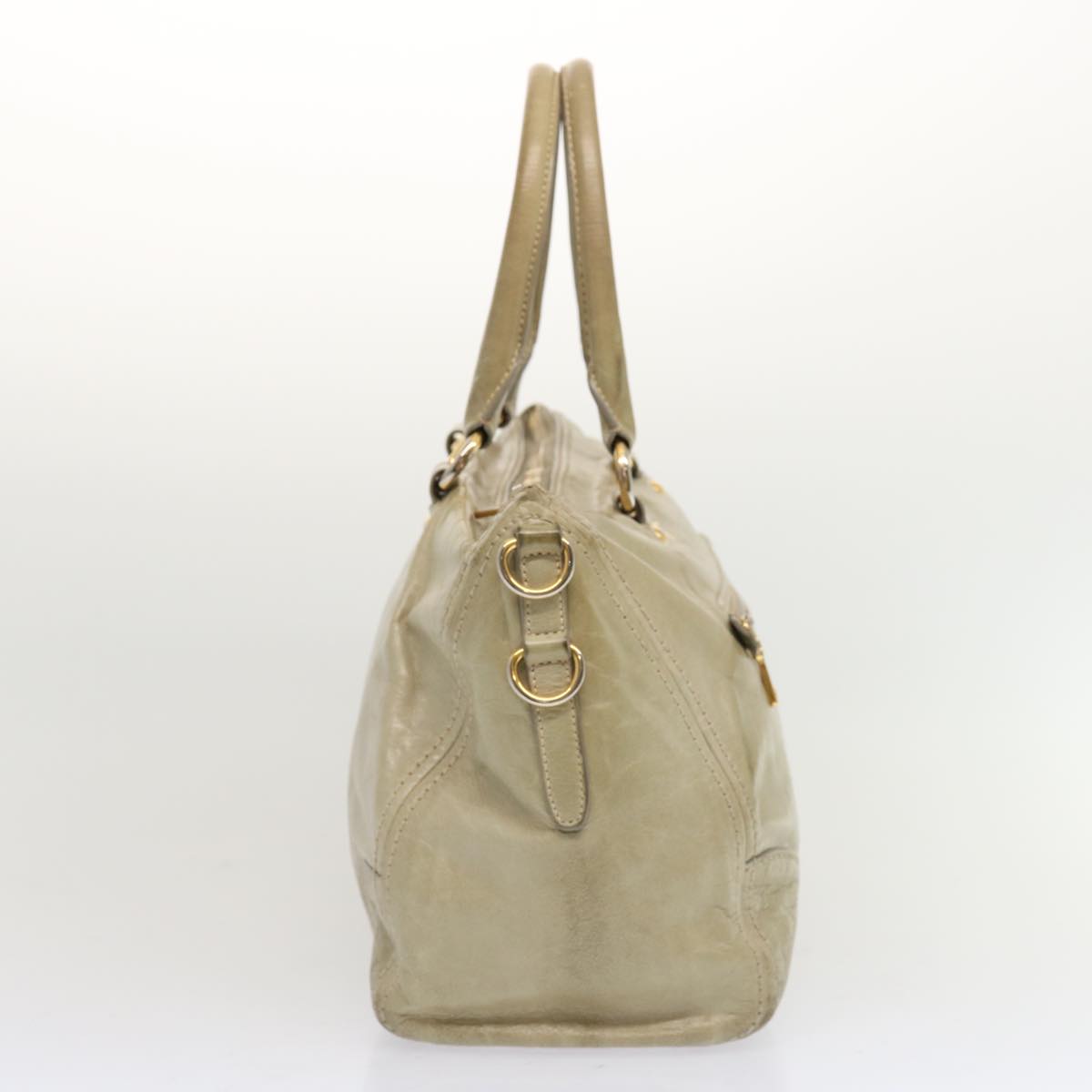 PRD Hand Bag Leather Gray Auth bs13155