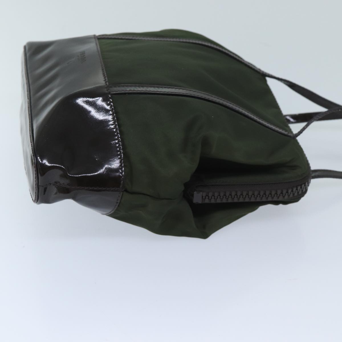 PRD Hand Bag Nylon Khaki Auth bs13301