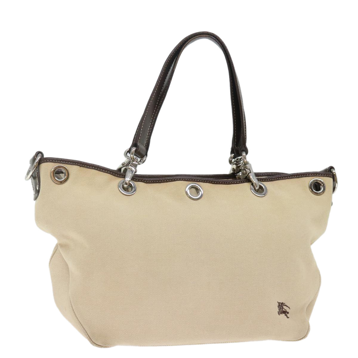 BBERRY Blue Label Hand Bag Canvas Beige Auth bs13611