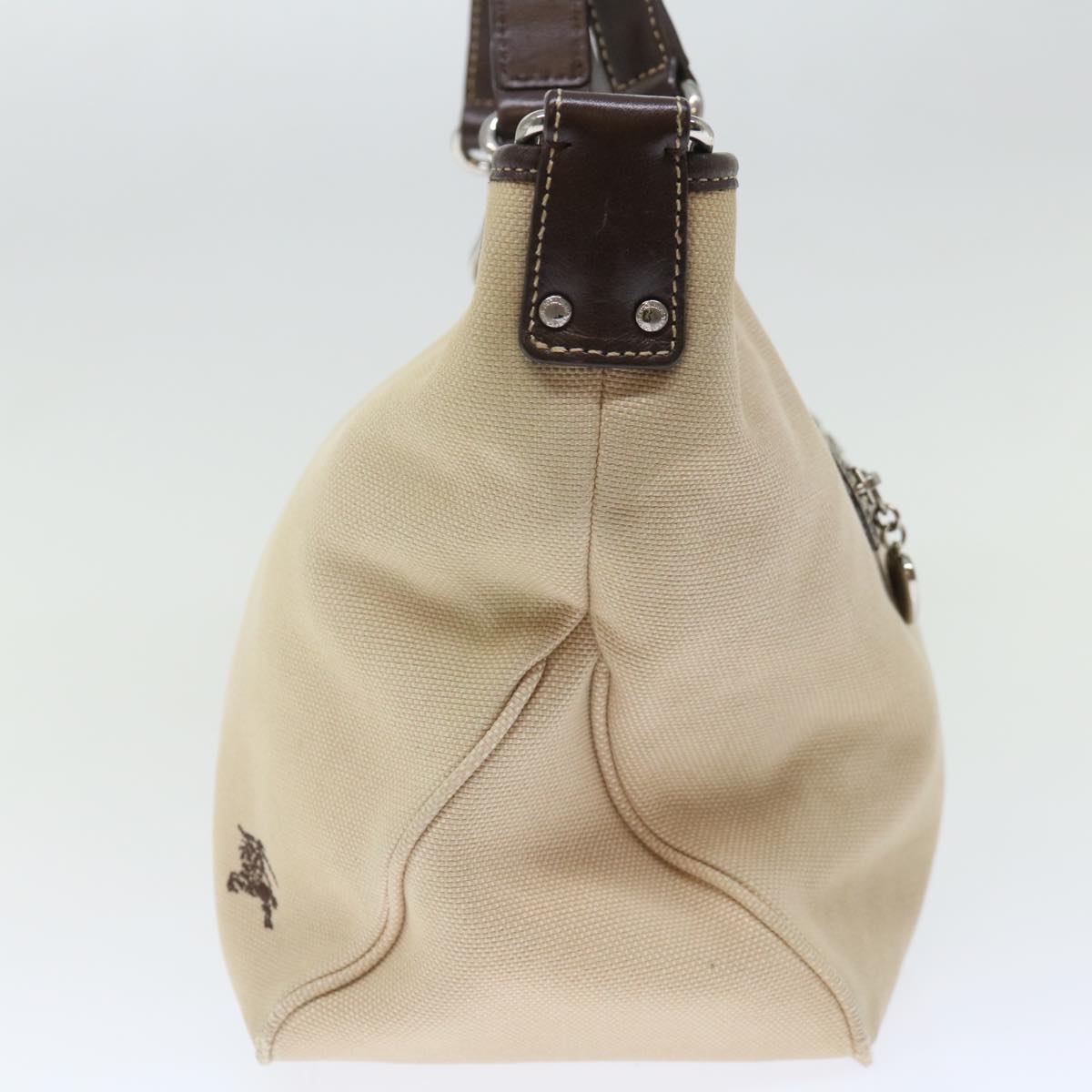 BBERRY Blue Label Hand Bag Canvas Beige Auth bs13611
