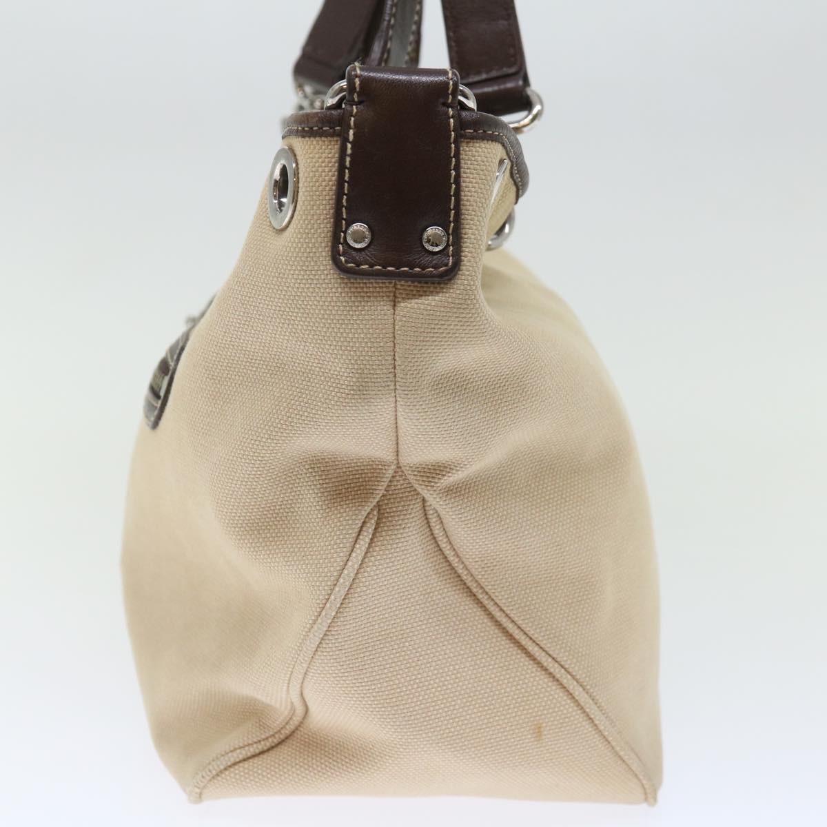 BBERRY Blue Label Hand Bag Canvas Beige Auth bs13611