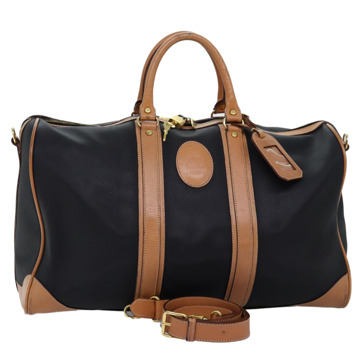 CHRISTIAN D1OR Boston Bag PVC 2way Black Auth bs13878
