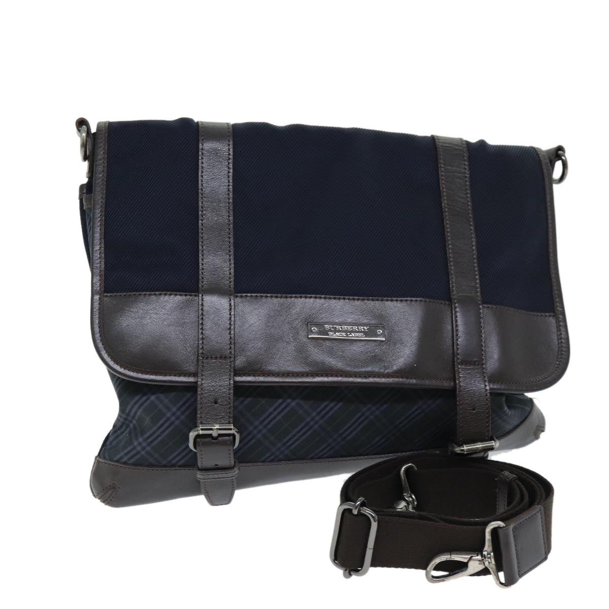 BBERRY Black label Shoulder Bag Canvas Navy Auth bs13922