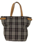 BBERRY Blue Label Nova Check Tote Bag Nylon Brown Auth bs14116