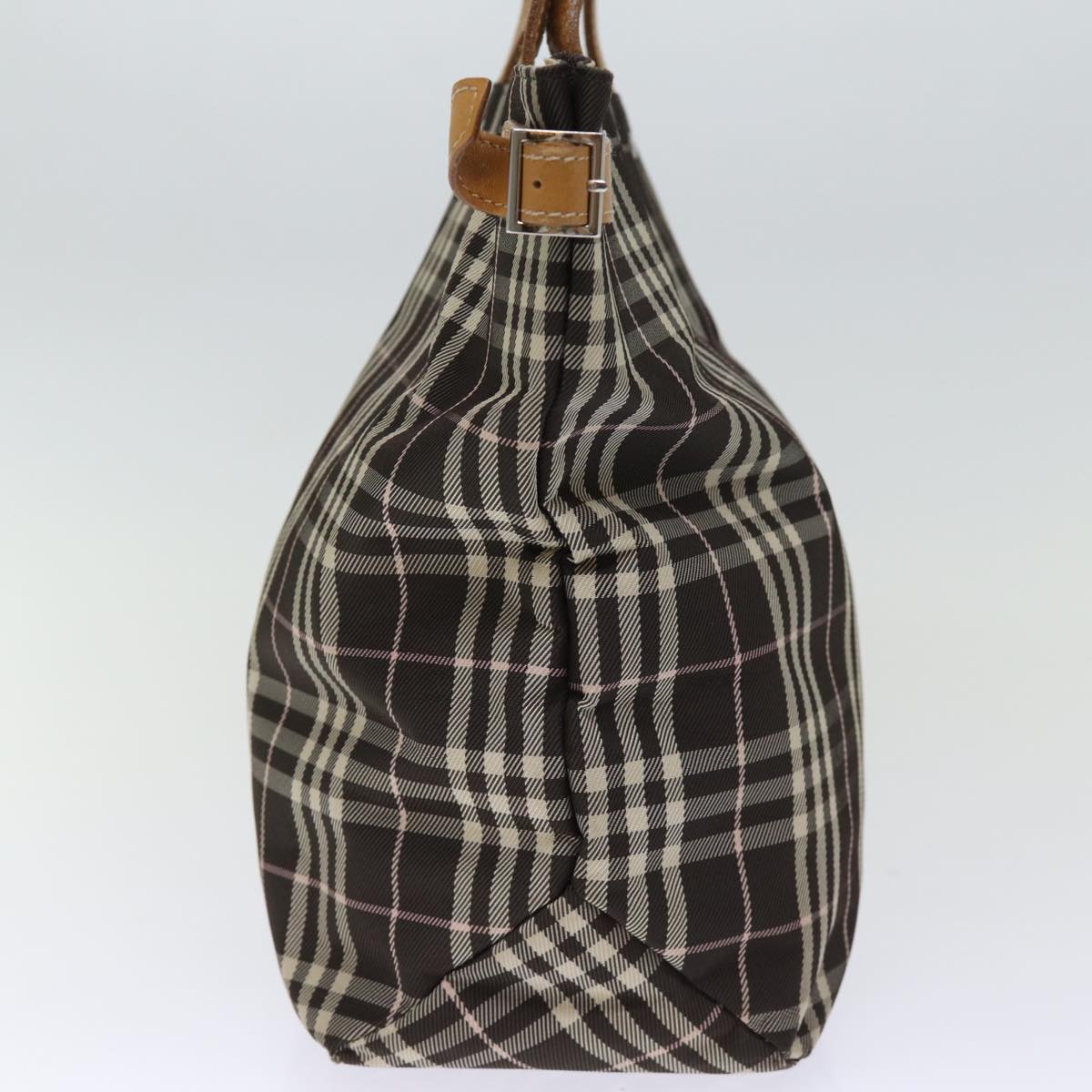 BBERRY Blue Label Nova Check Tote Bag Nylon Brown Auth bs14116