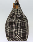 BBERRY Blue Label Nova Check Tote Bag Nylon Brown Auth bs14116