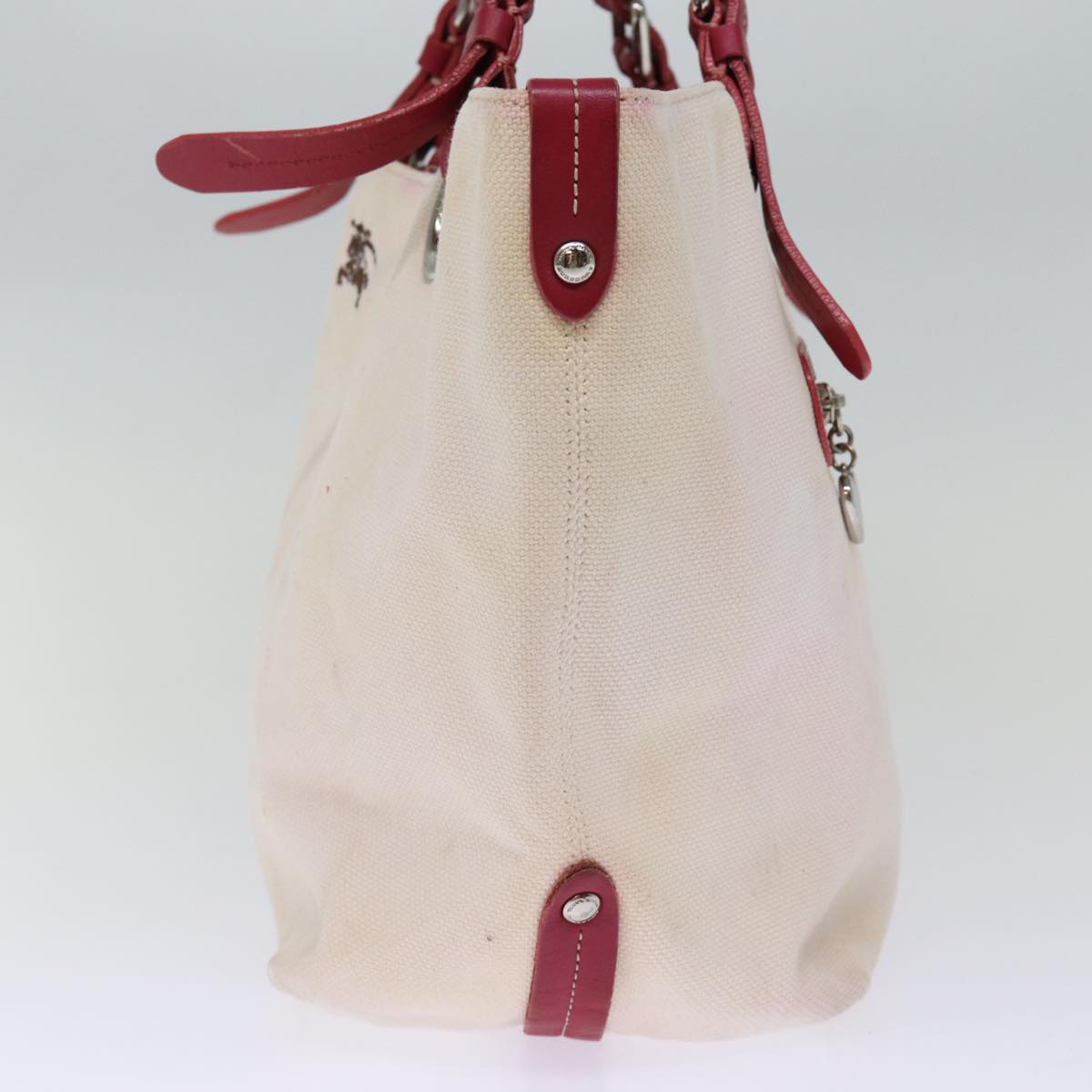 BBERRY Blue Label Tote Bag Canvas Beige Auth bs14156