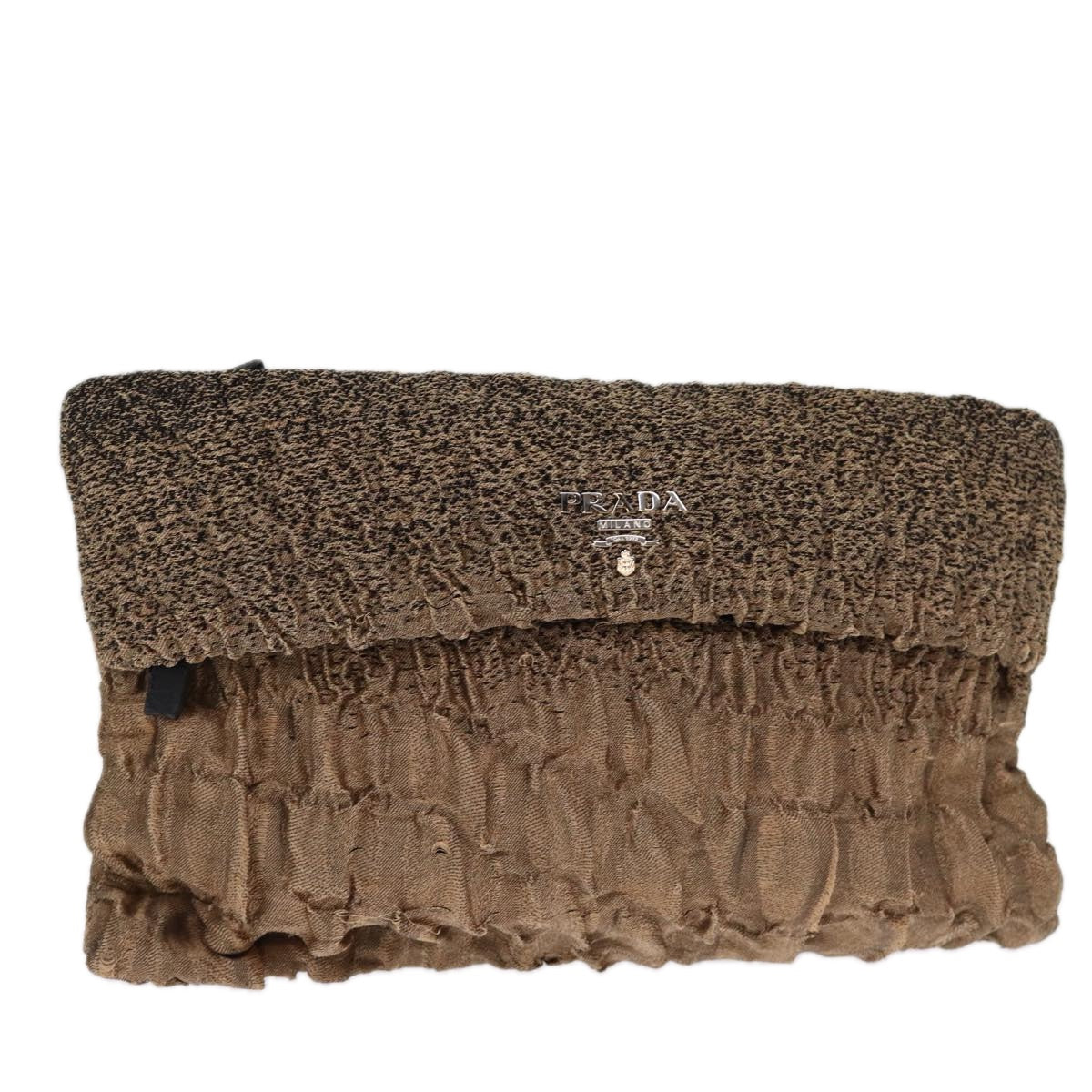 PRD Clutch Bag Canvas Brown Auth bs14174