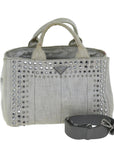 PRD Bijoux Canapa MM Hand Bag Canvas 2way Gray Auth bs14279