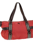 BBERRY Blue Label Hand Bag Nylon Orange Auth bs14346