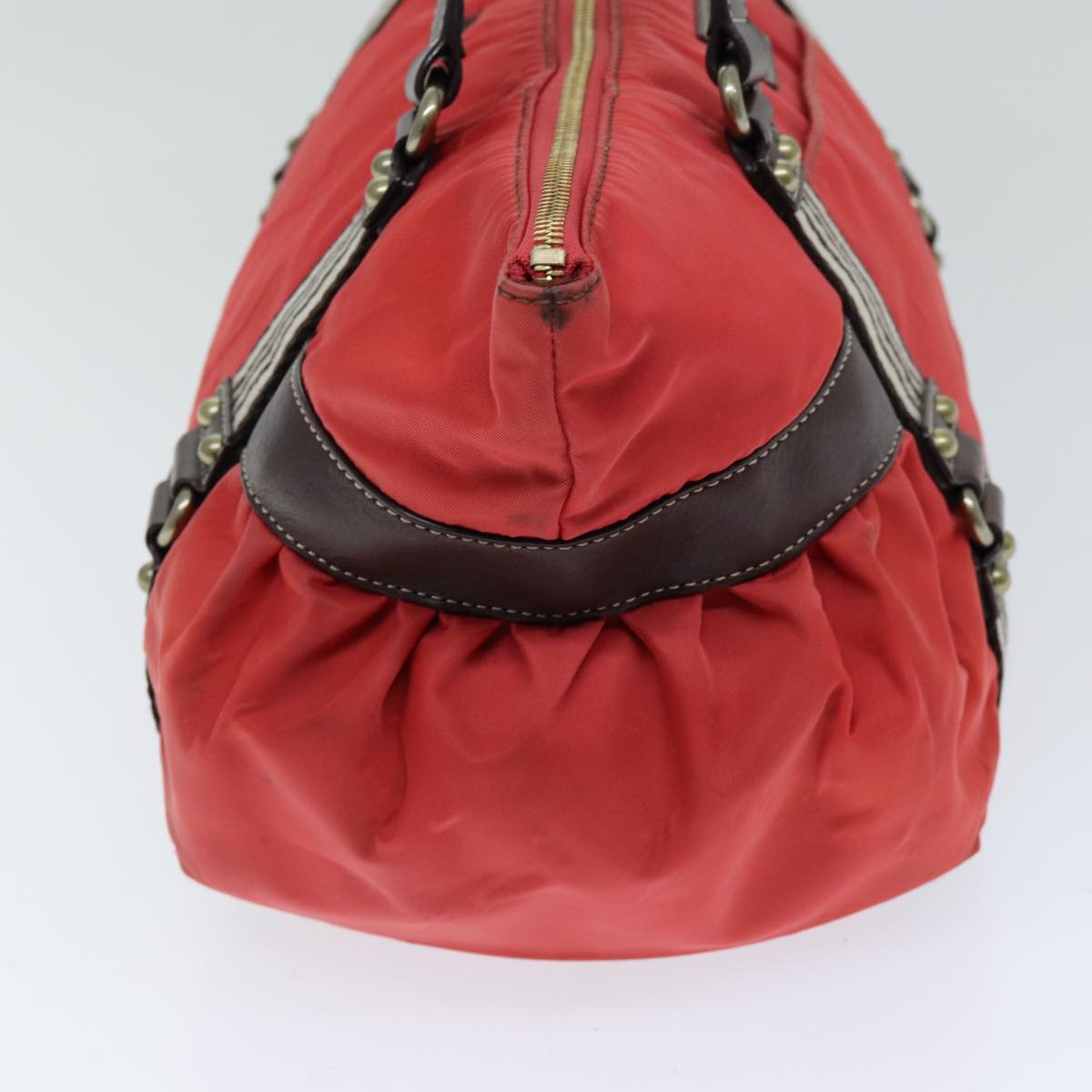BBERRY Blue Label Hand Bag Nylon Orange Auth bs14346