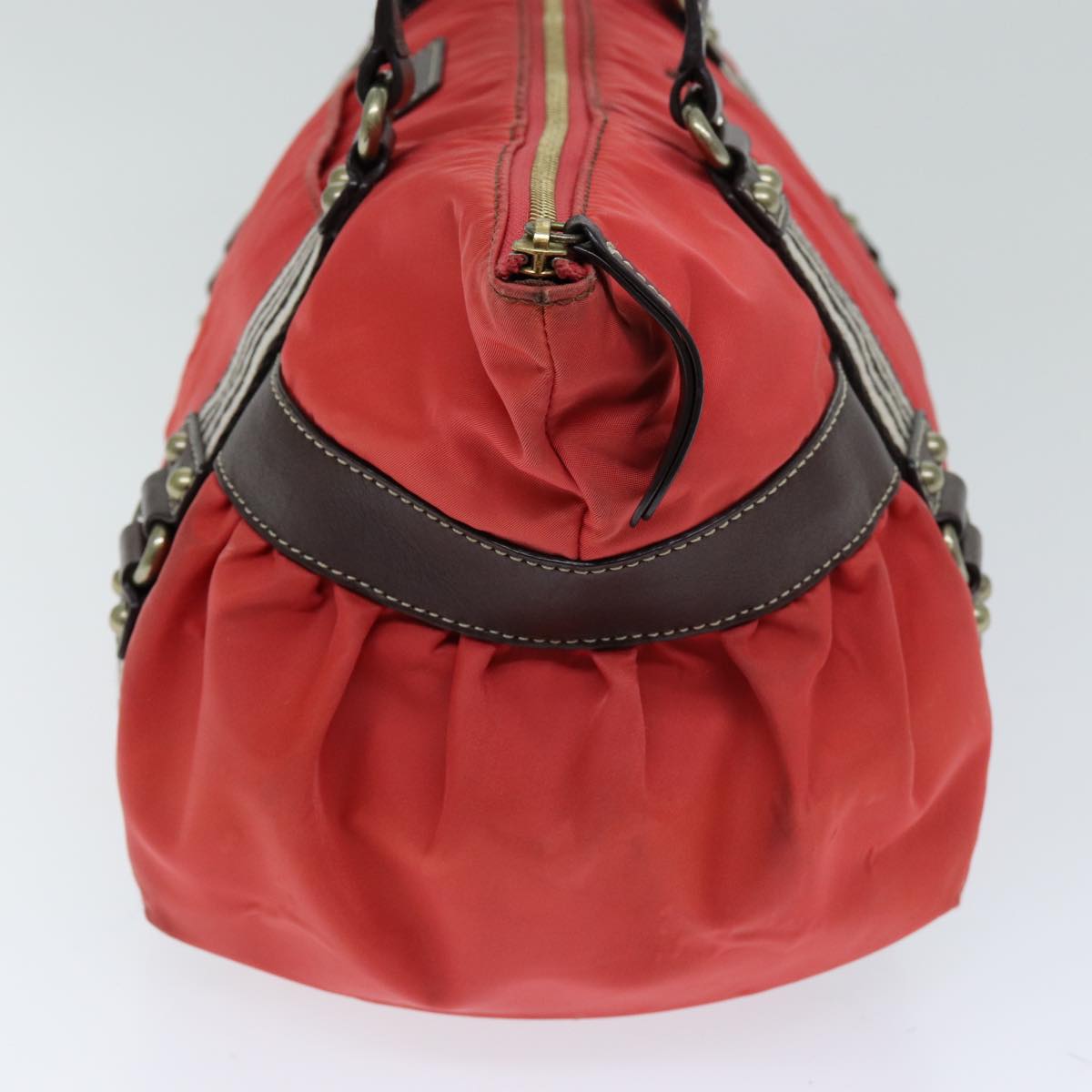 BBERRY Blue Label Hand Bag Nylon Orange Auth bs14346