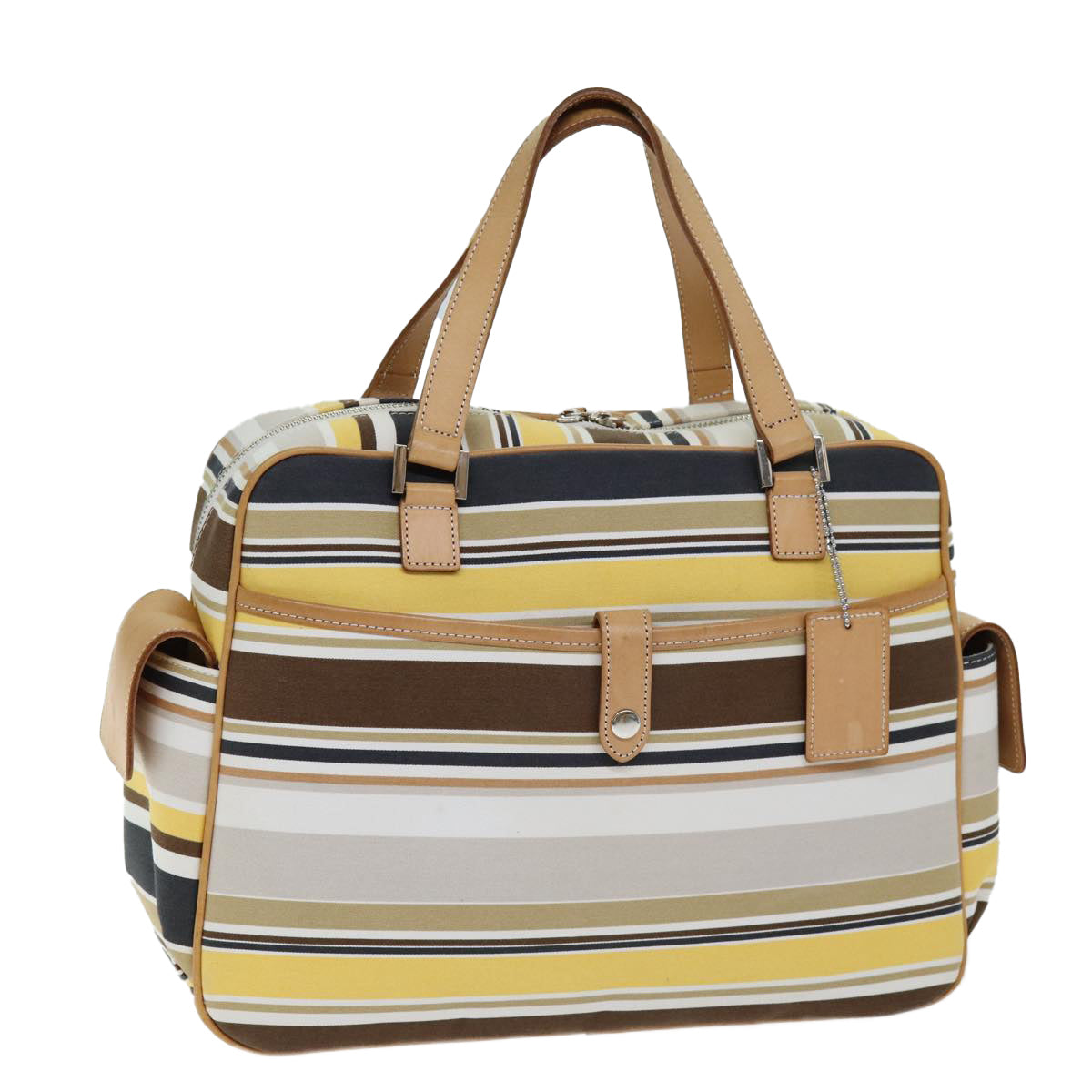 BBERRY Blue Label Hand Bag Canvas Beige Auth bs14368