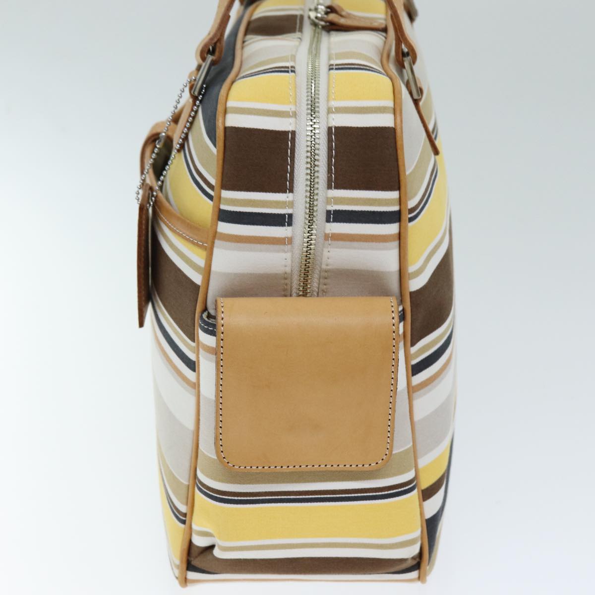 BBERRY Blue Label Hand Bag Canvas Beige Auth bs14368