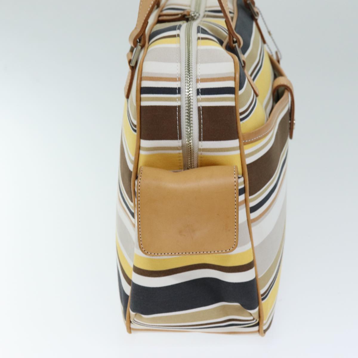 BBERRY Blue Label Hand Bag Canvas Beige Auth bs14368
