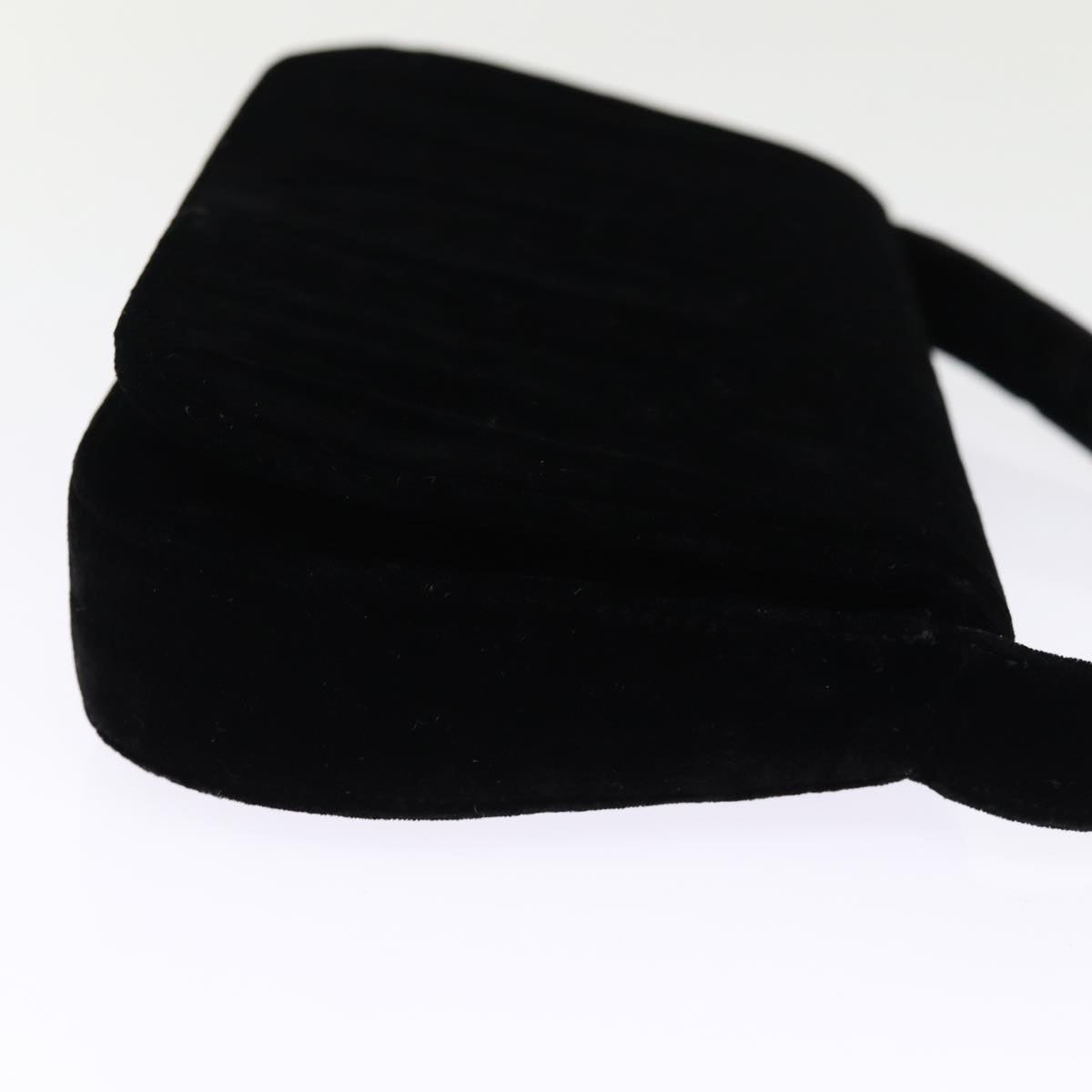 PRD Hand Bag Velor Black Auth bs14371