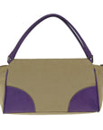 PRD Hand Bag Canvas Purple Beige Auth bs14396