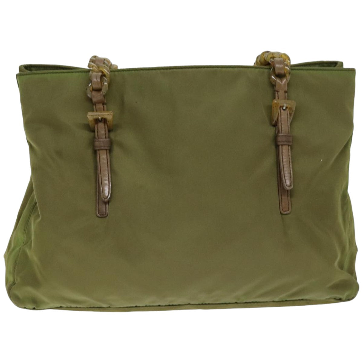 PRD Chain Shoulder Bag Nylon Khaki Auth bs14447