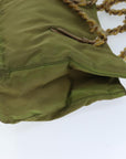 PRD Chain Shoulder Bag Nylon Khaki Auth bs14447