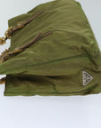 PRD Chain Shoulder Bag Nylon Khaki Auth bs14447