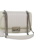 PRD Chain Shoulder Bag Leather White Auth bs14567