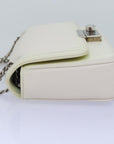 PRD Chain Shoulder Bag Leather White Auth bs14567