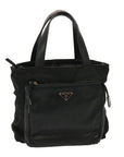 PRD Hand Bag Nylon Leather Black Auth bs14650