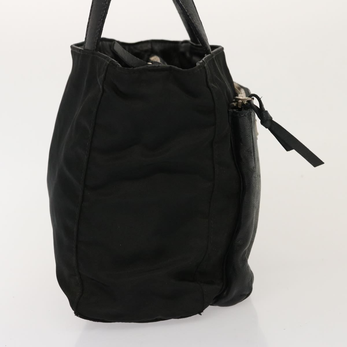 PRD Hand Bag Nylon Leather Black Auth bs14650