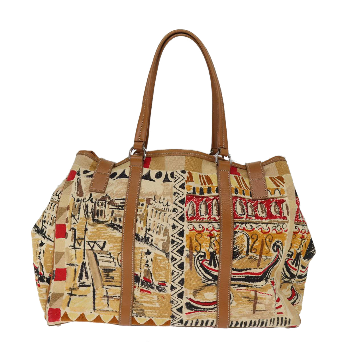 PRD Hand Bag Canvas Beige Auth bs14687