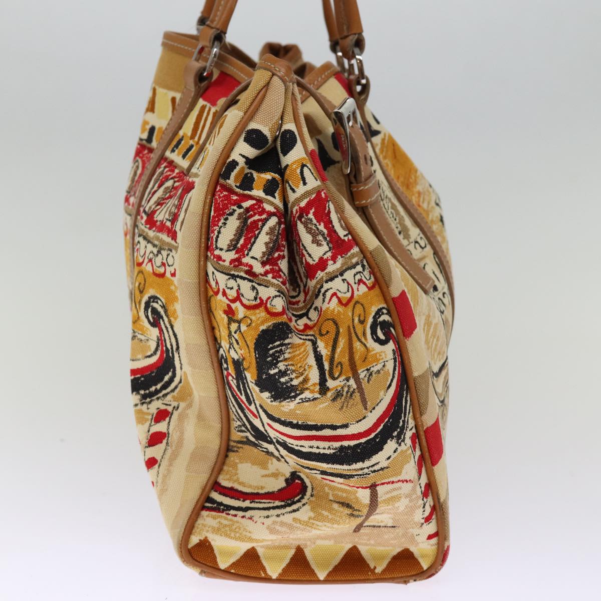 PRD Hand Bag Canvas Beige Auth bs14687