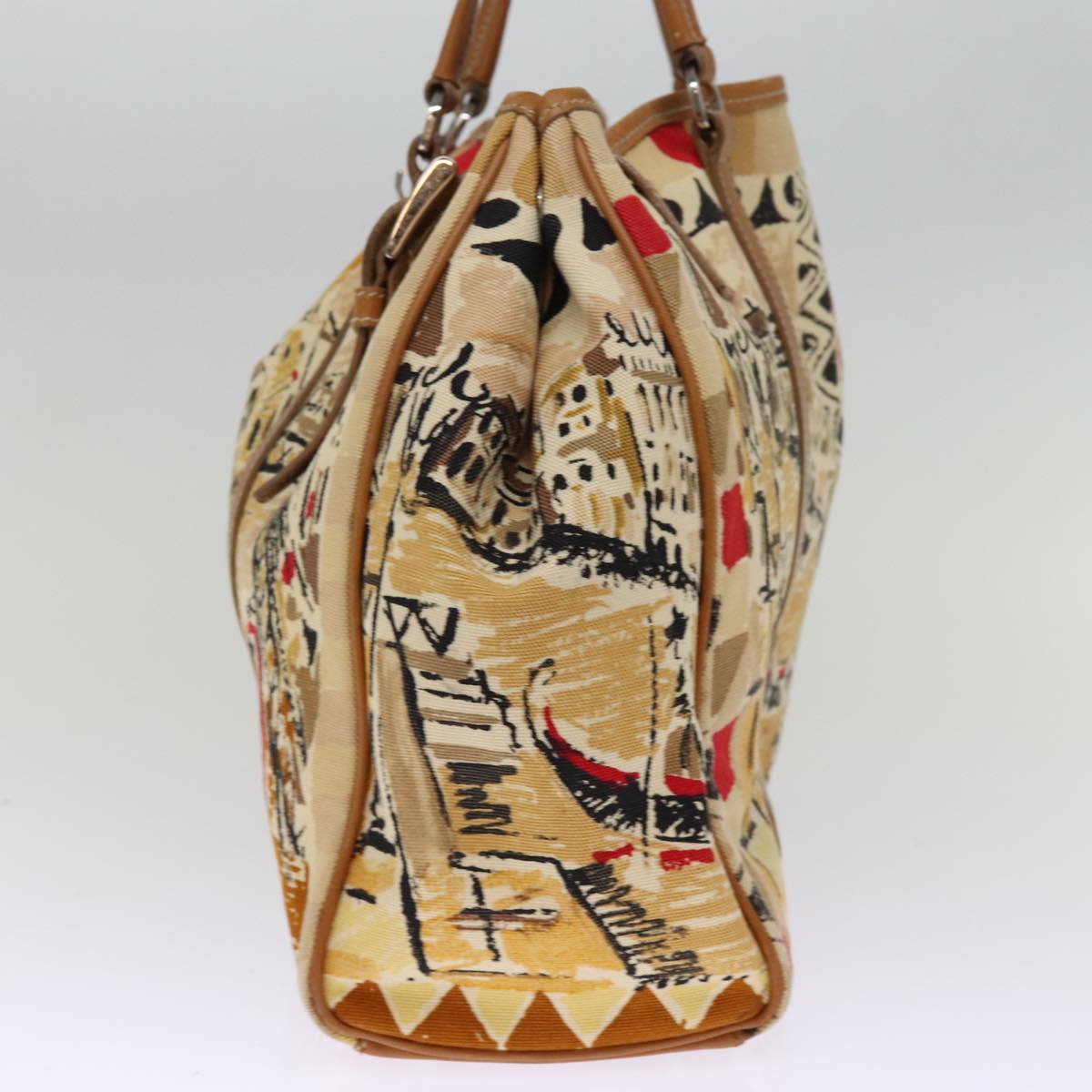 PRD Hand Bag Canvas Beige Auth bs14687