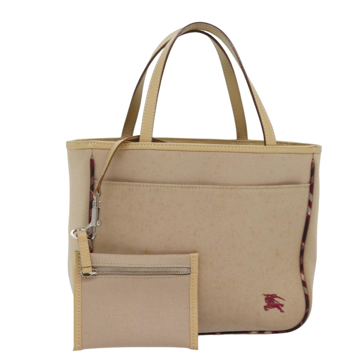 BBERRY Blue Label Hand Bag Canvas Beige Auth bs14831