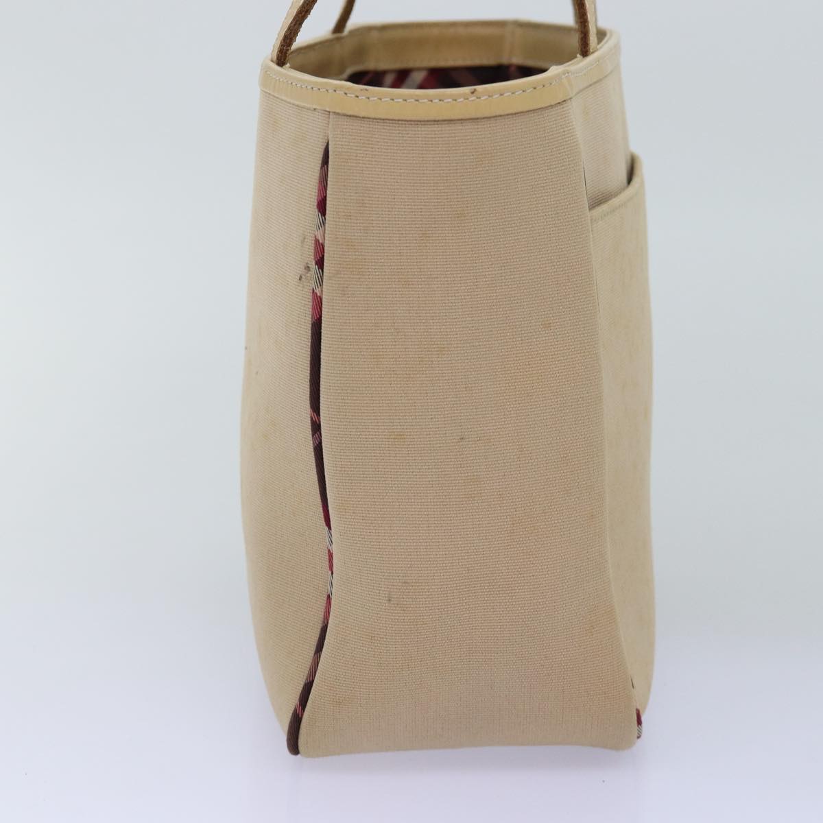 BBERRY Blue Label Hand Bag Canvas Beige Auth bs14831