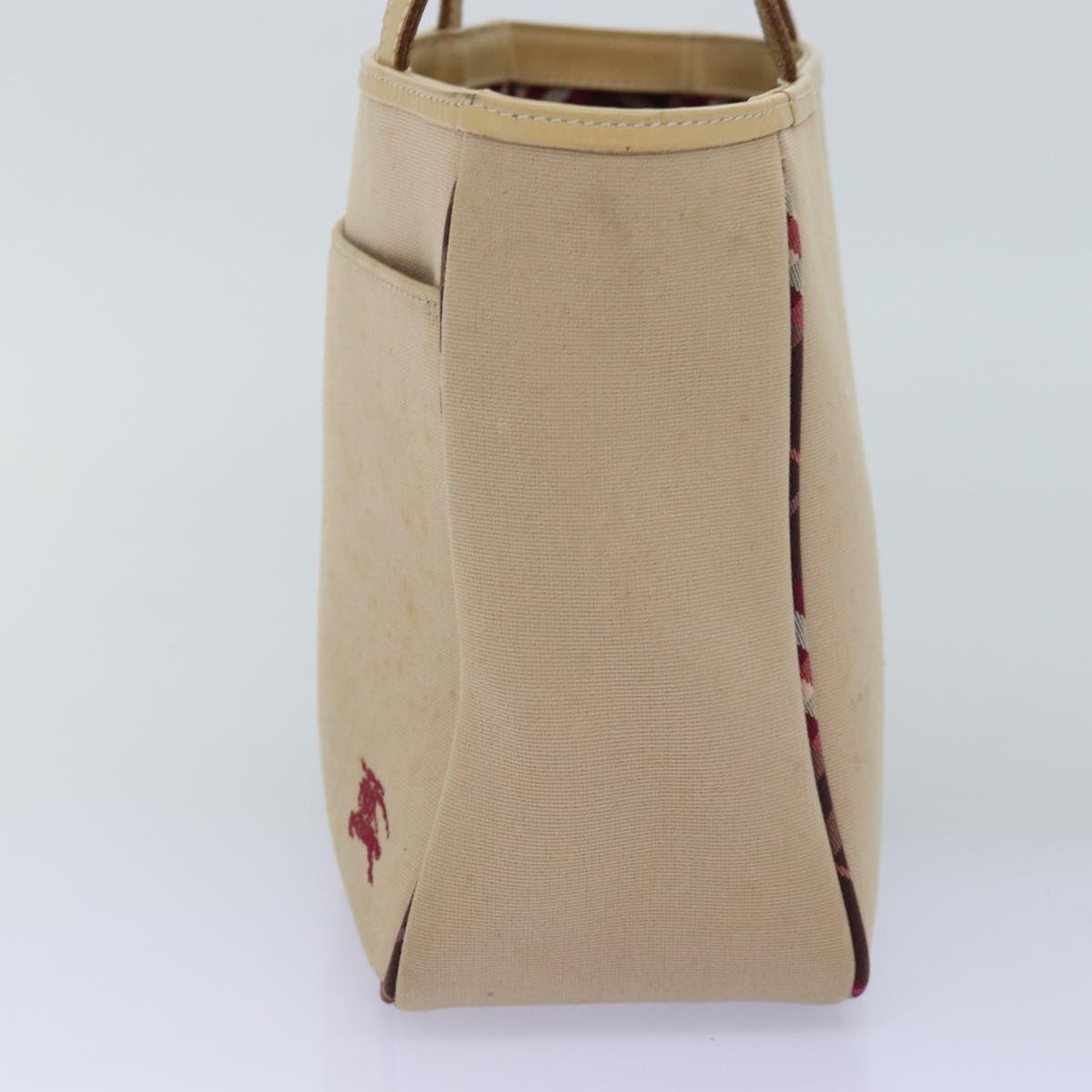 BBERRY Blue Label Hand Bag Canvas Beige Auth bs14831