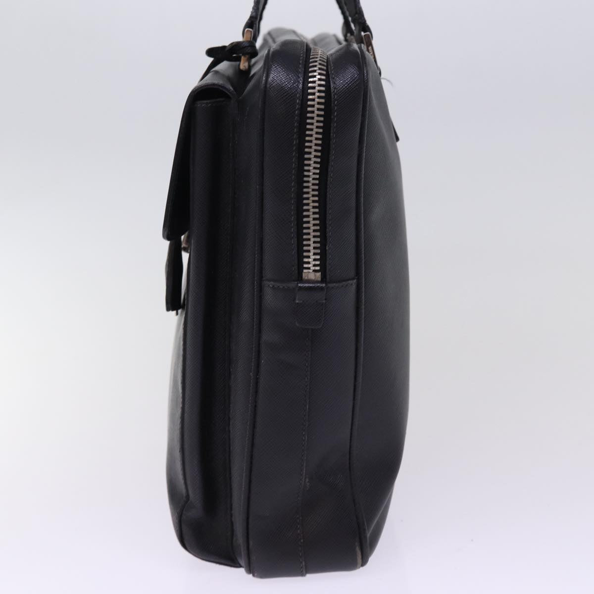 PRD Hand Bag Safiano leather Black Auth bs14974