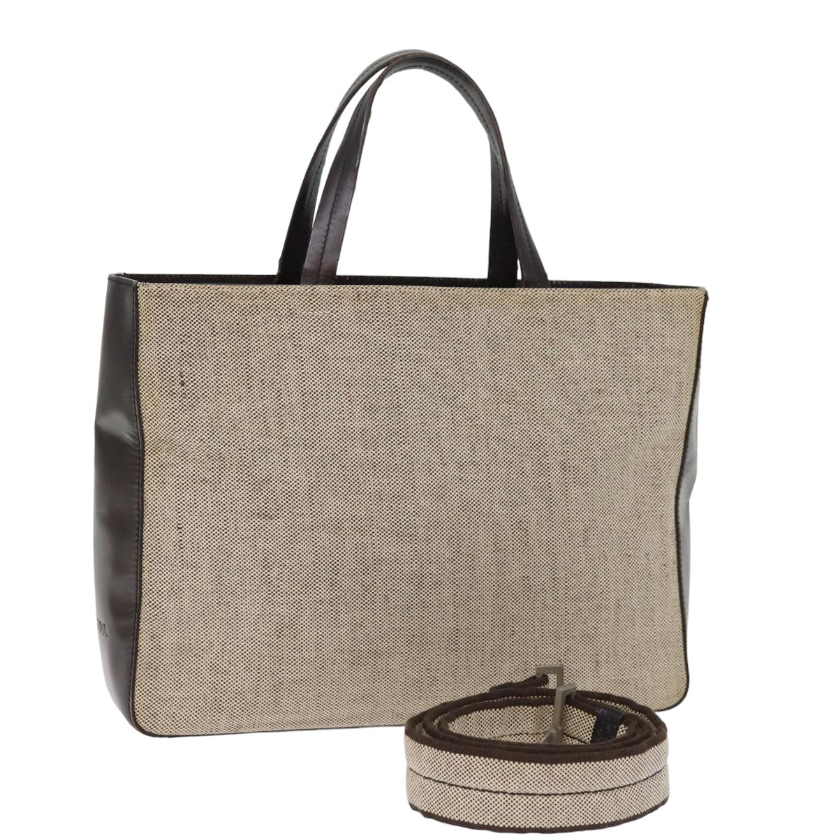 PRD Hand Bag Canvas 2way Beige Auth bs15067