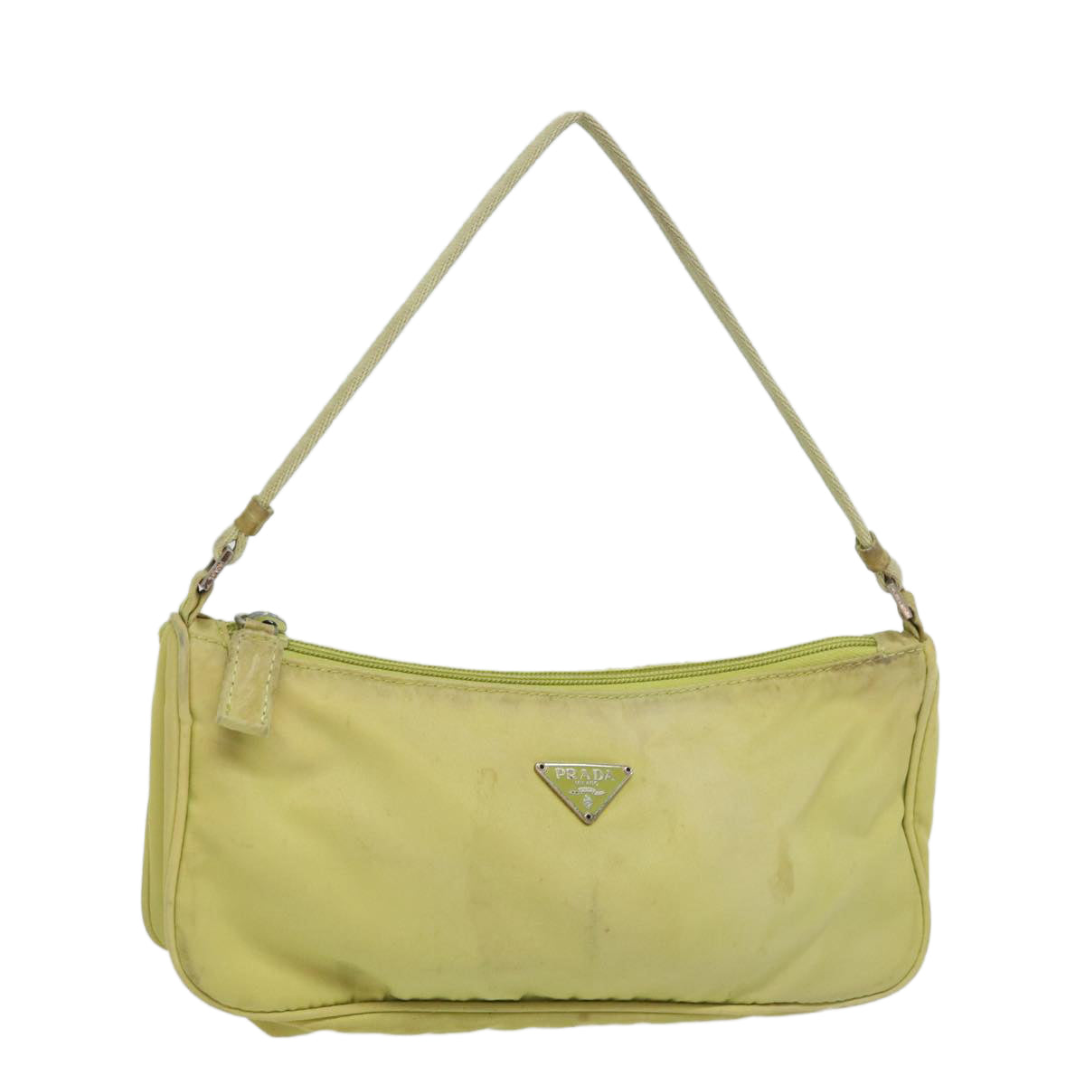 PRD Accessory Pouch Nylon Lime Yellow Pink Auth bs15411