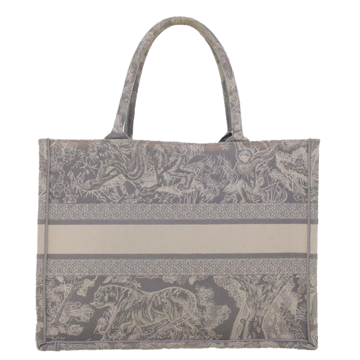 CHRISTIAN D1OR Book Tote Bag Canvas Gray M1286ZTDT_M932 Auth bs6141