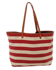 BBERRY Blue Label Tote Bag Canvas Red White Auth bs6604