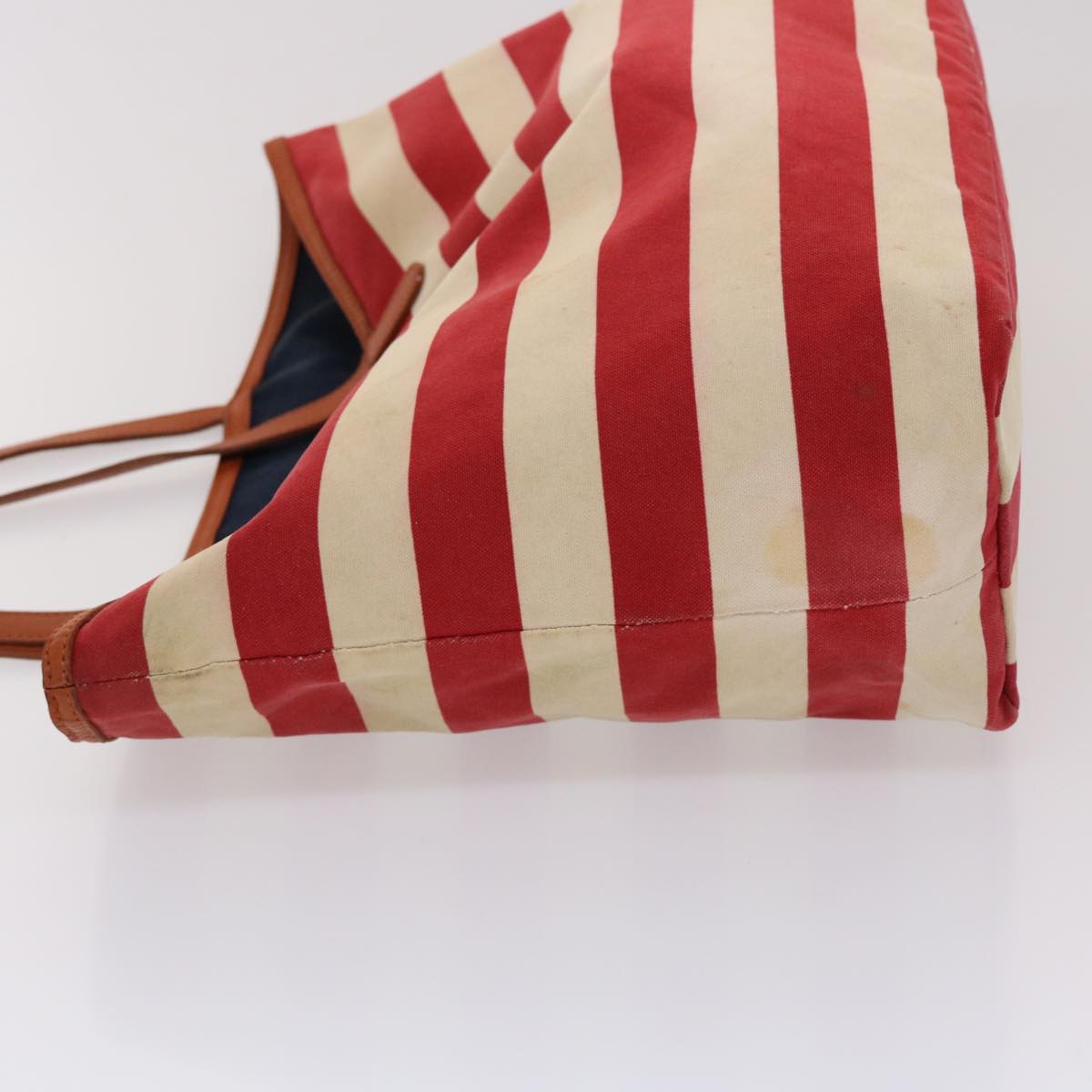 BBERRY Blue Label Tote Bag Canvas Red White Auth bs6604