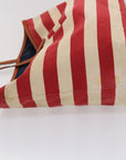 BBERRY Blue Label Tote Bag Canvas Red White Auth bs6604