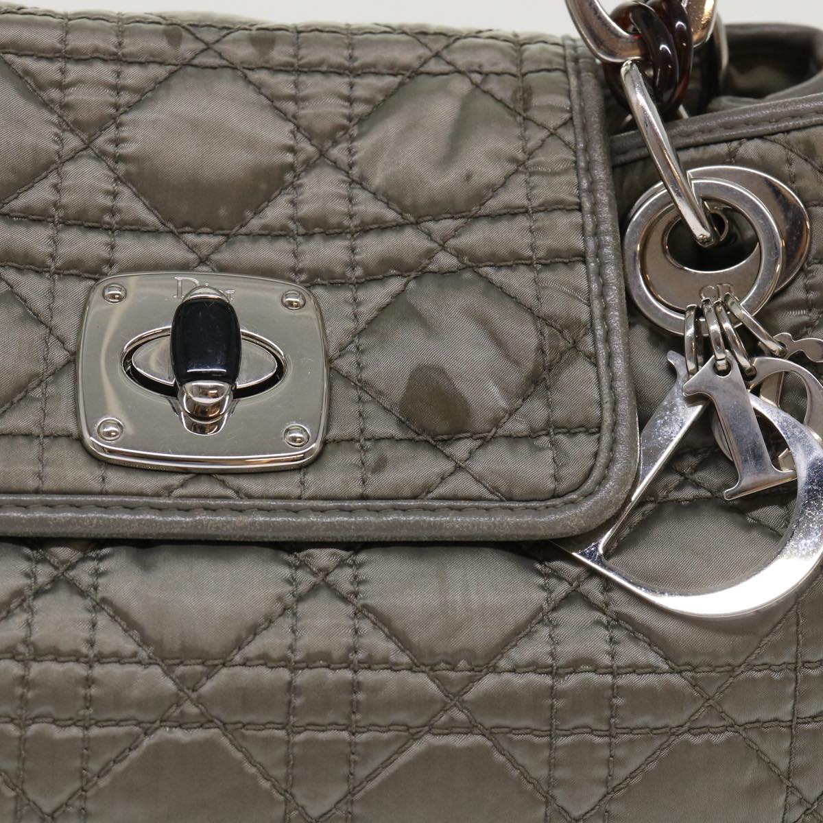 CHRISTIAN D1OR Canage Hand Bag Nylon Gray Auth bs6669
