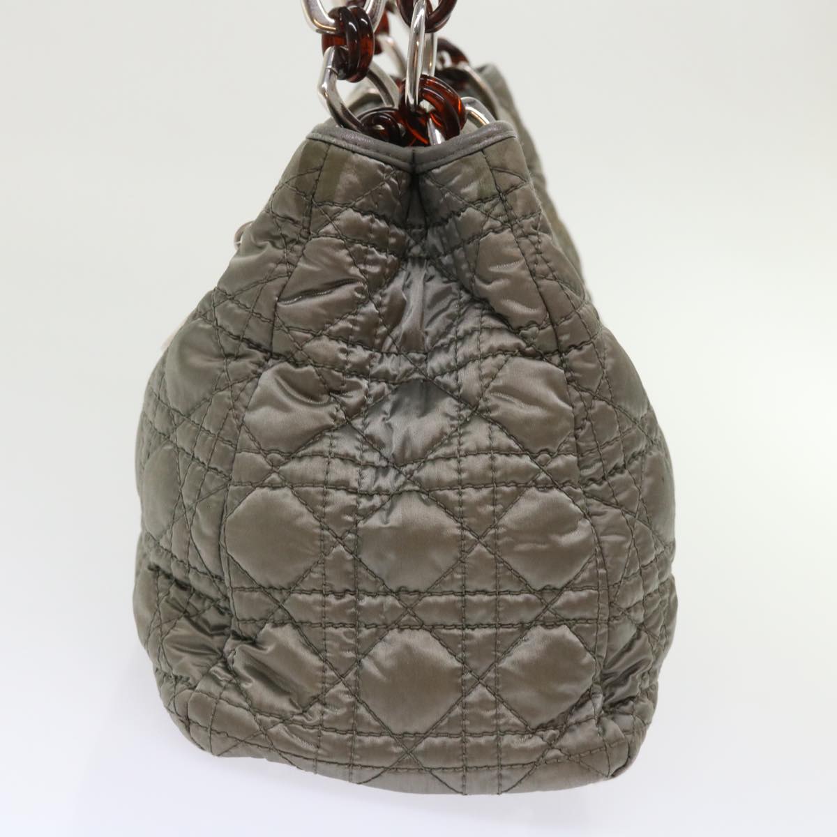 CHRISTIAN D1OR Canage Hand Bag Nylon Gray Auth bs6669