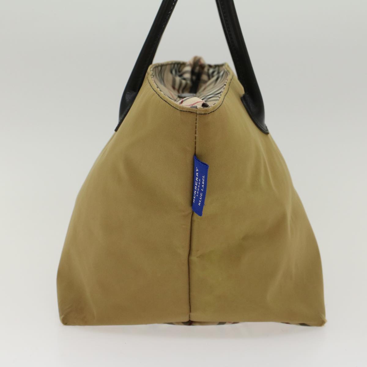 BBERRY Blue Label Tote Bag Nylon Beige Auth bs6823