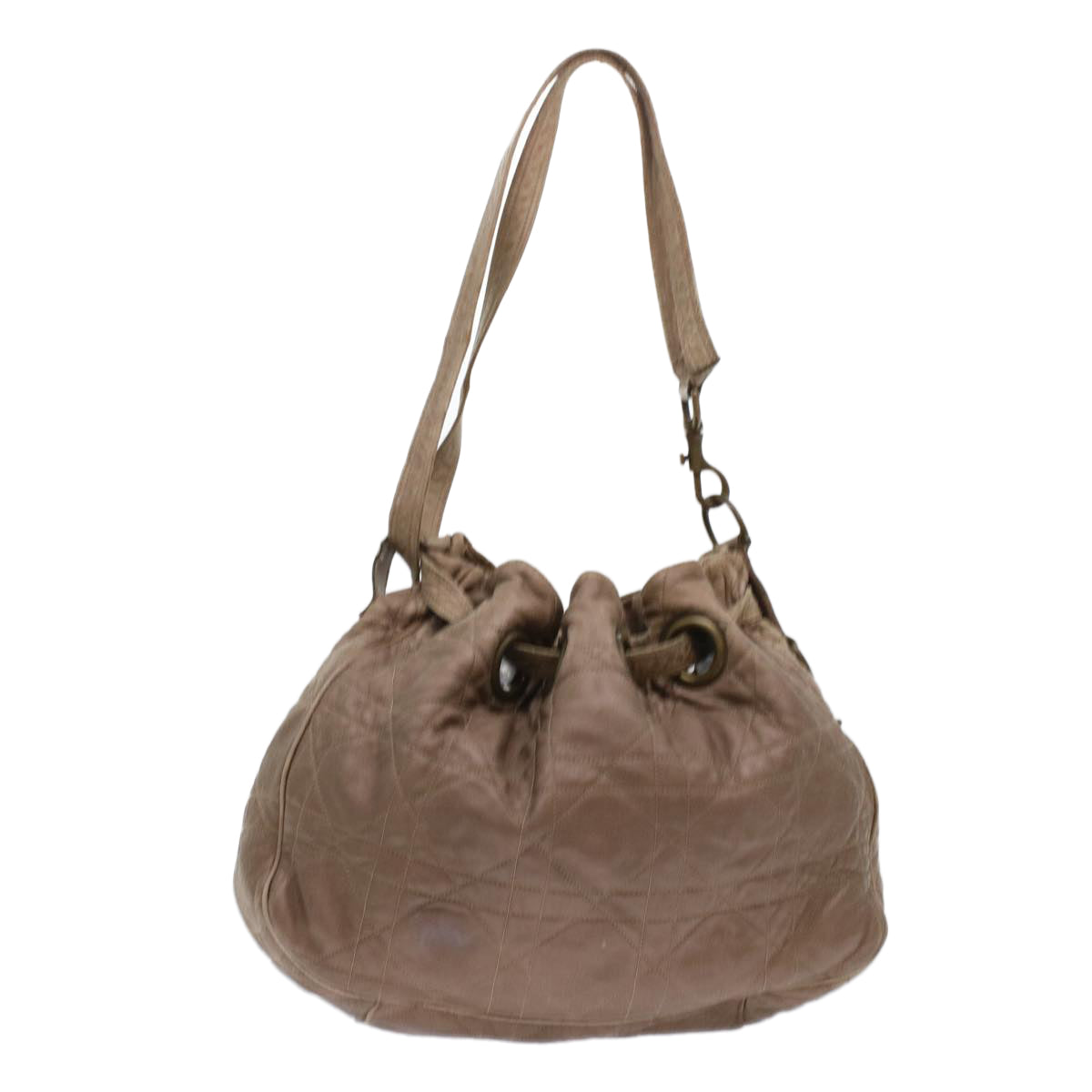 CHRISTIAN D1OR Canage Shoulder Bag Leather Brown Auth bs7073