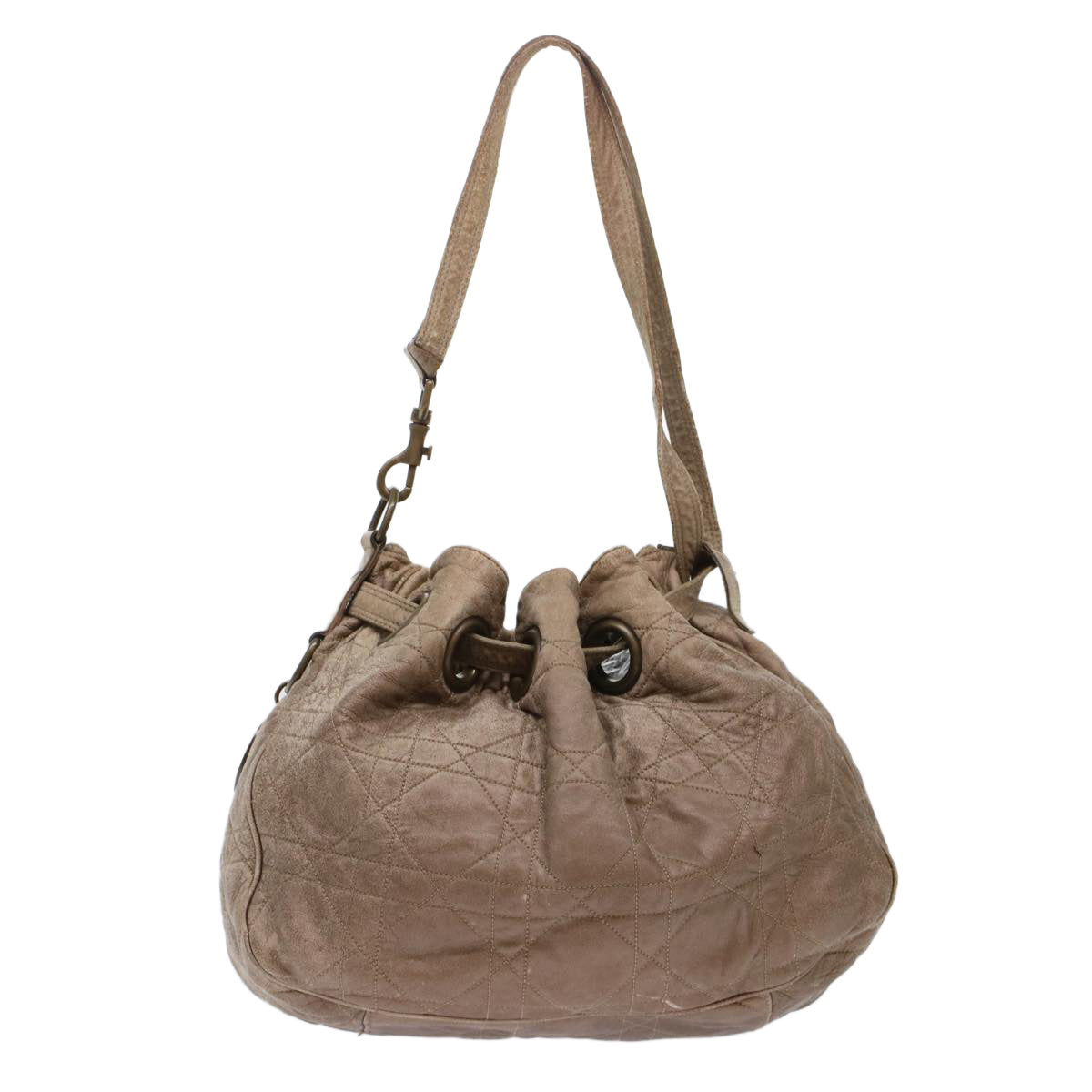 CHRISTIAN D1OR Canage Shoulder Bag Leather Brown Auth bs7073