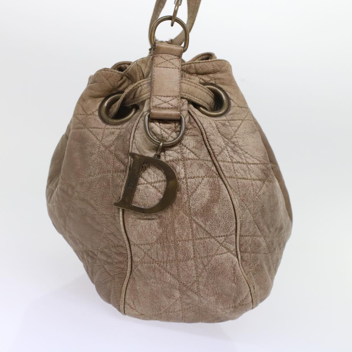 CHRISTIAN D1OR Canage Shoulder Bag Leather Brown Auth bs7073